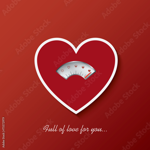 Valentine card with love gauge concept design on red background