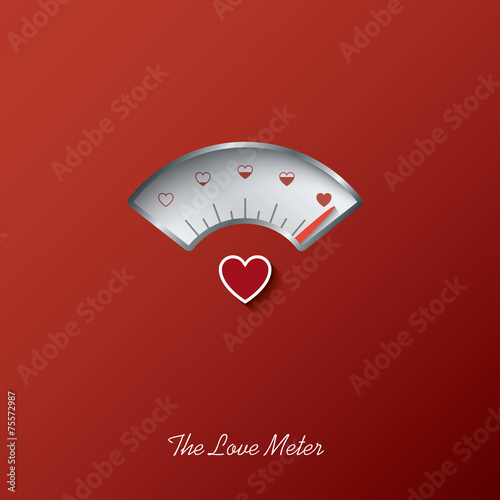 Valentine card with love gauge concept design on red background