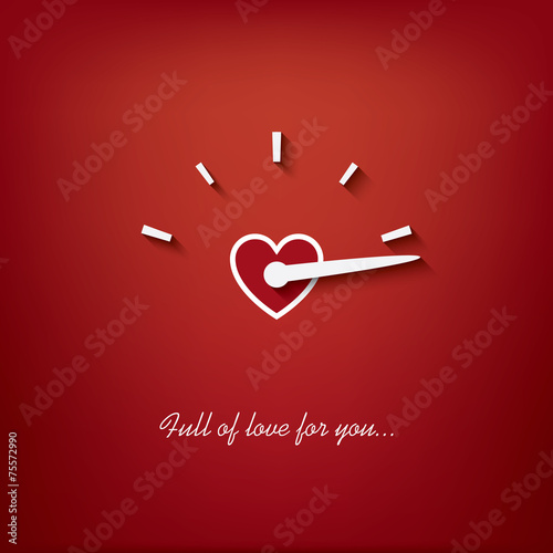 Valentine card with love gauge concept design on red background