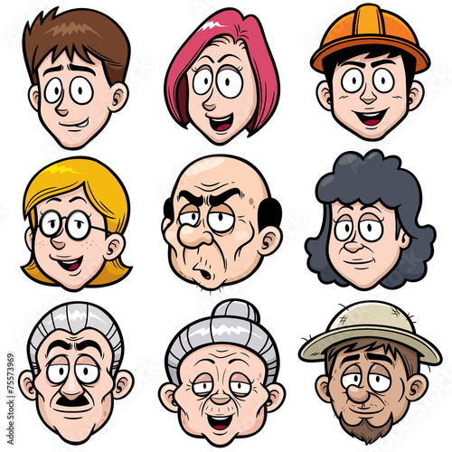 Vector illustration of Cartoon face set