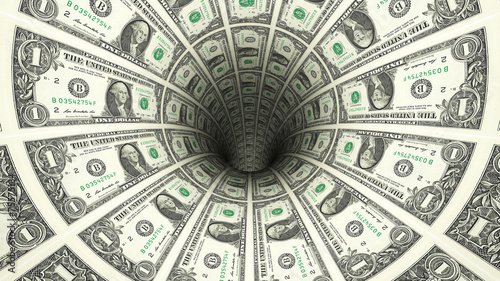 Background from  american dollar banknotes in perspective view