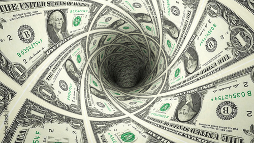 Background from  american dollar banknotes in perspective view