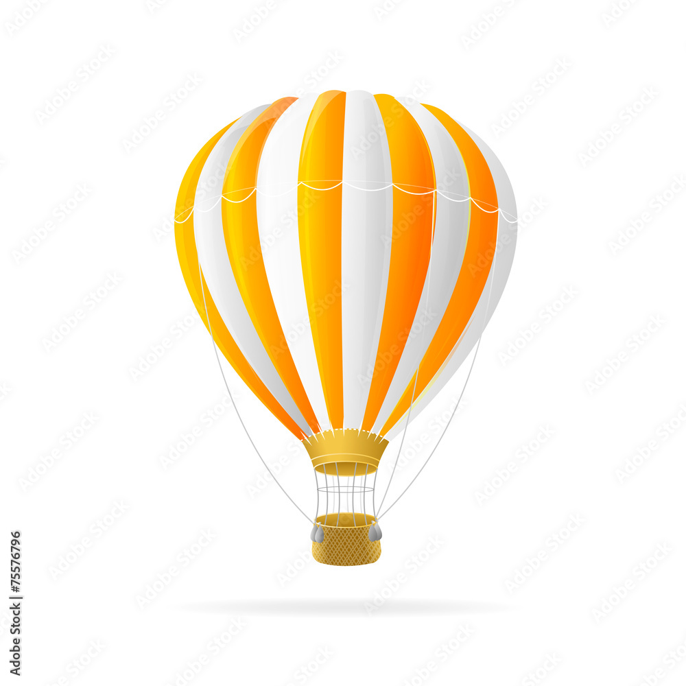 Naklejka premium Vector white and orange hot air ballon isolated