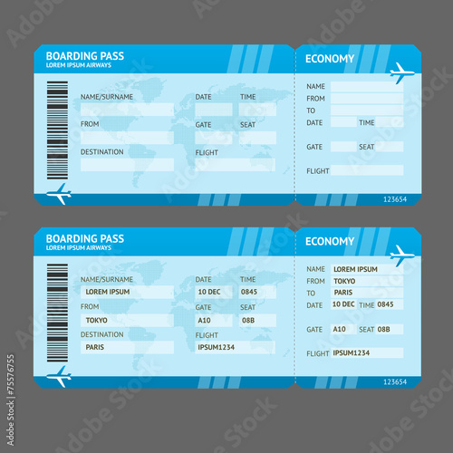 Vector Modern Airline boarding pass tickets