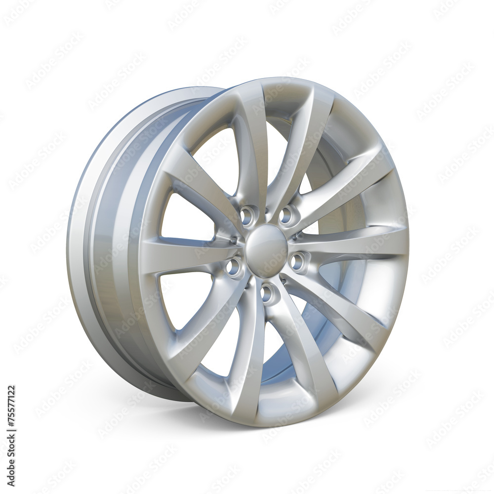 Rendering of an alloy rim isolated on white background Rendering of an alloy rim isolated on white background