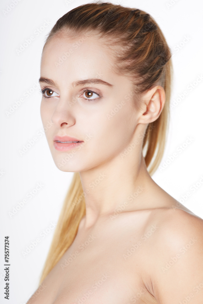 Portrait of beautiful young blond woman with clean face Portrait of beautiful young blond woman with clean face