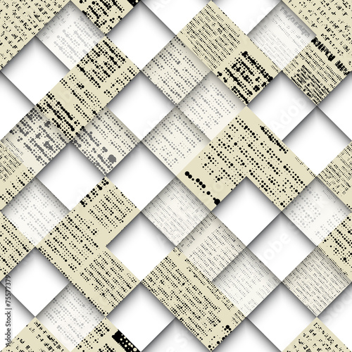 Abstract collage with patches of newspaper.