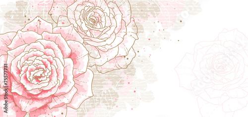 Romantic background with pink roses