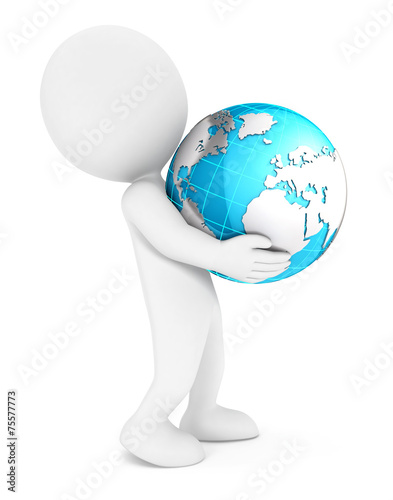 Fototapeta Naklejka Na Ścianę i Meble -  3d white people holding earth