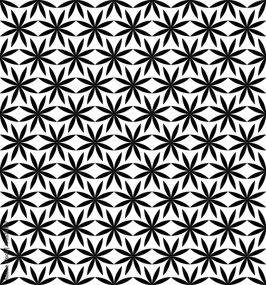 Black and white seamless pattern with flower style. Black and white seamless pattern with flower style.