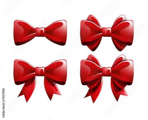 Conjunto de lazos rojos realísticos. Vector