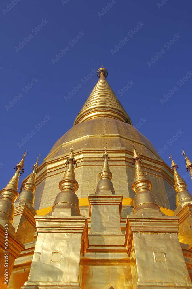 Golden Ancient Chedi building in Thailand