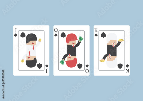 Businessman on Jack, Queen, King, playing card
