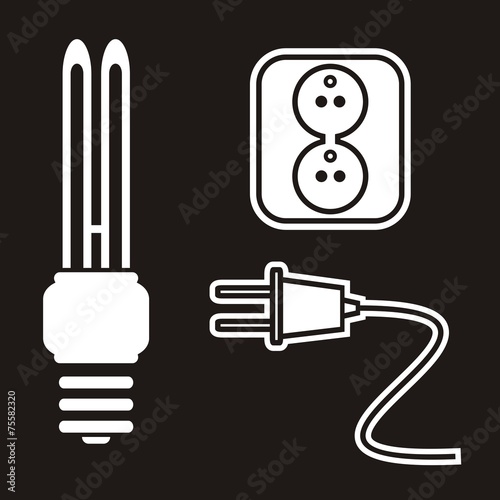 bulb,socket,plug, set, vector icon