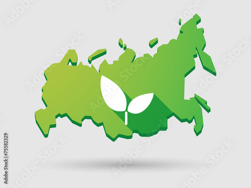 Russia map icon with a plant