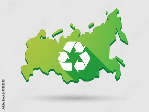 Russia map icon with a recycle sign