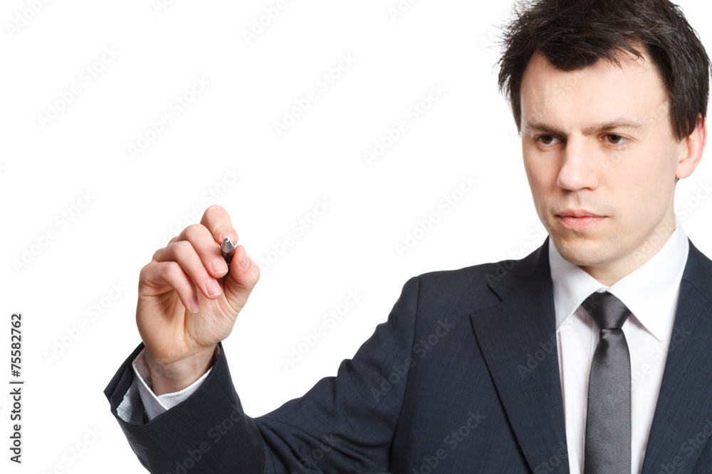 young businessman writing