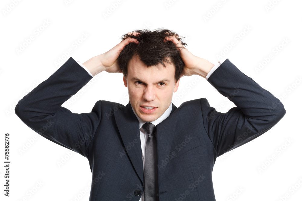 businessman isolated on white burnout