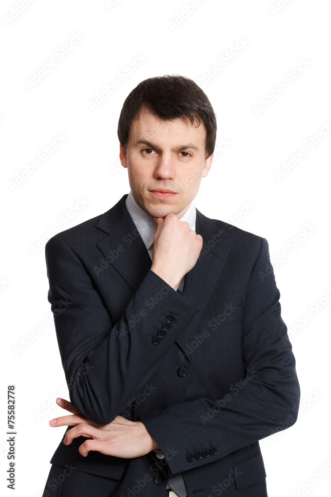 businessman isolated on white thinking
