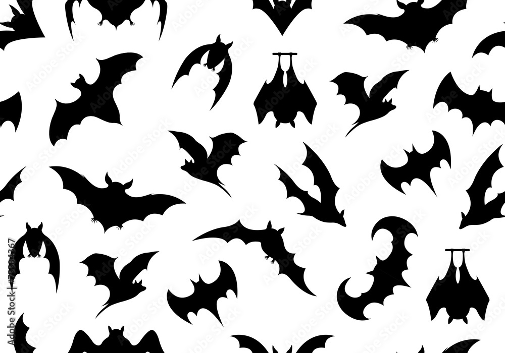 Fototapeta premium Seamless bats background isolated on white