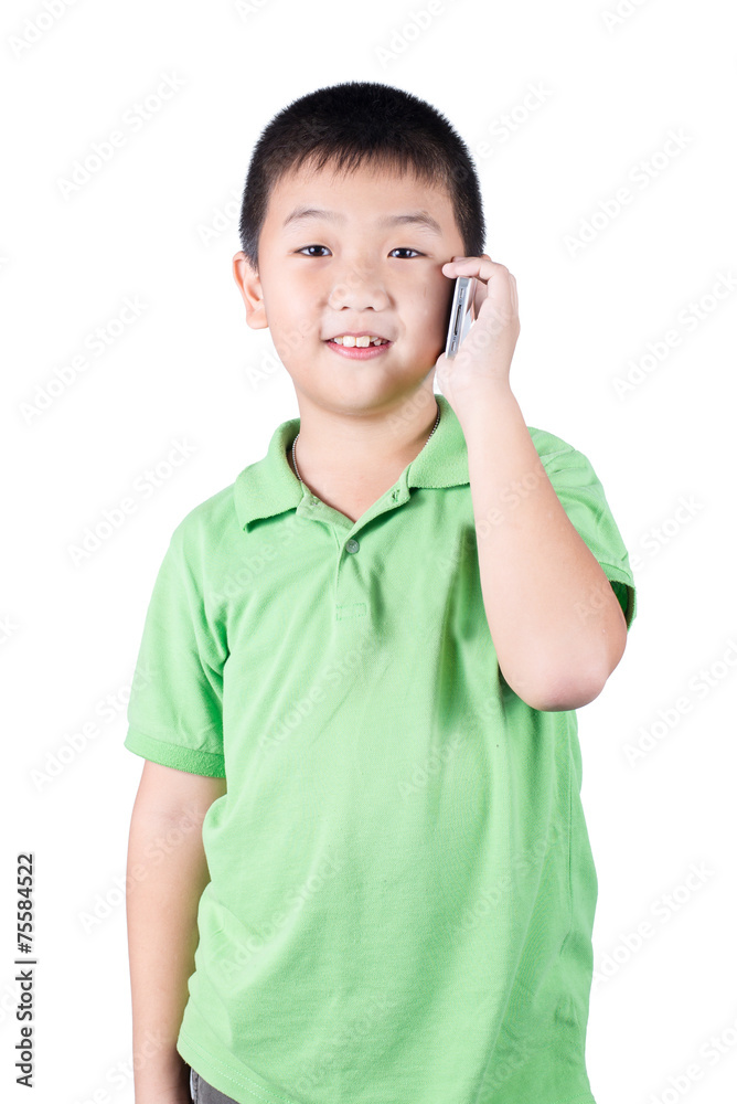 little boy with mobile phone isolated on white background little boy with mobile phone isolated on white background
