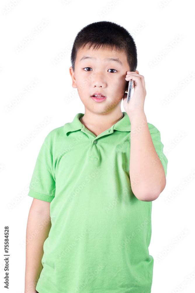 little boy with mobile phone isolated on white background little boy with mobile phone isolated on white background