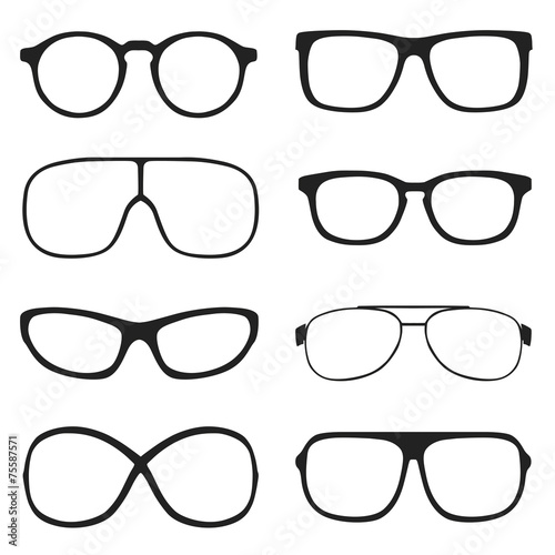 Set of classic vector glasses, isolated on white background