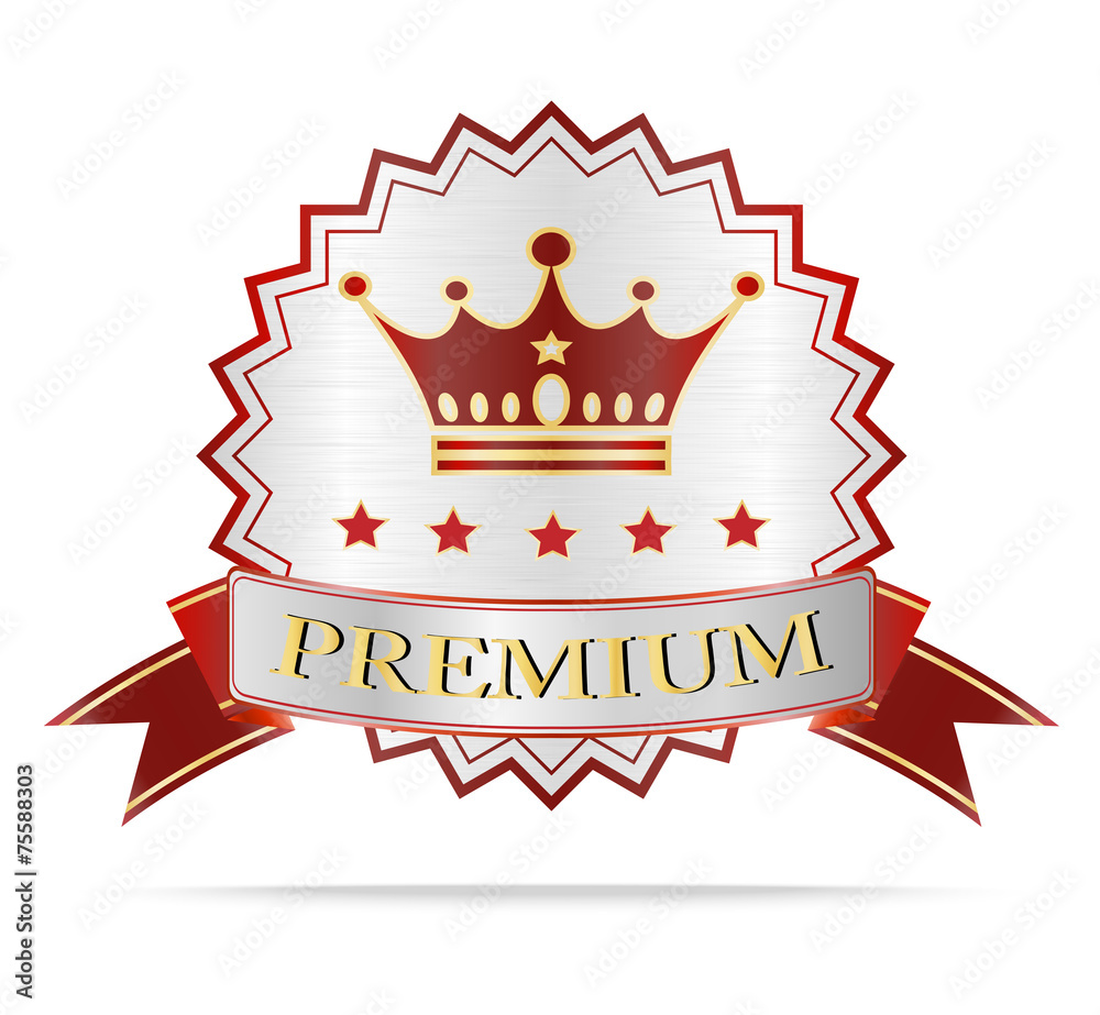 Luxury Silver and red ribbon premium shields label Luxury Silver and red ribbon premium shields label