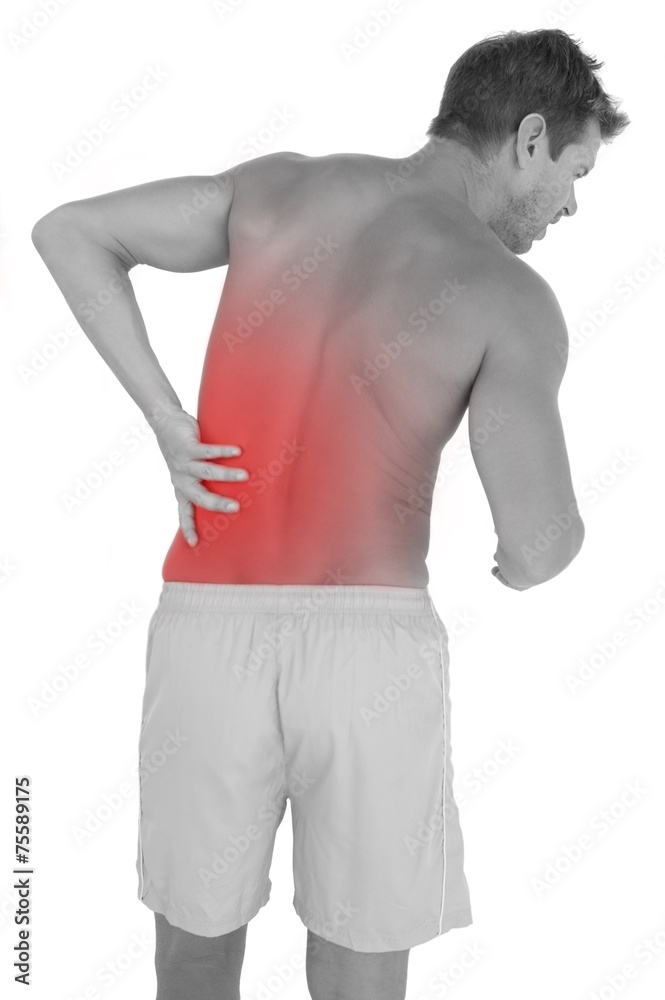 Fototapeta premium Man with shorts suffering from lower back pain