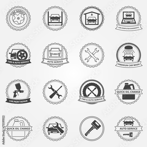 Vector set of car service symbols and badges