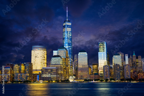 Lower Manhattan skyline at twilight, New York