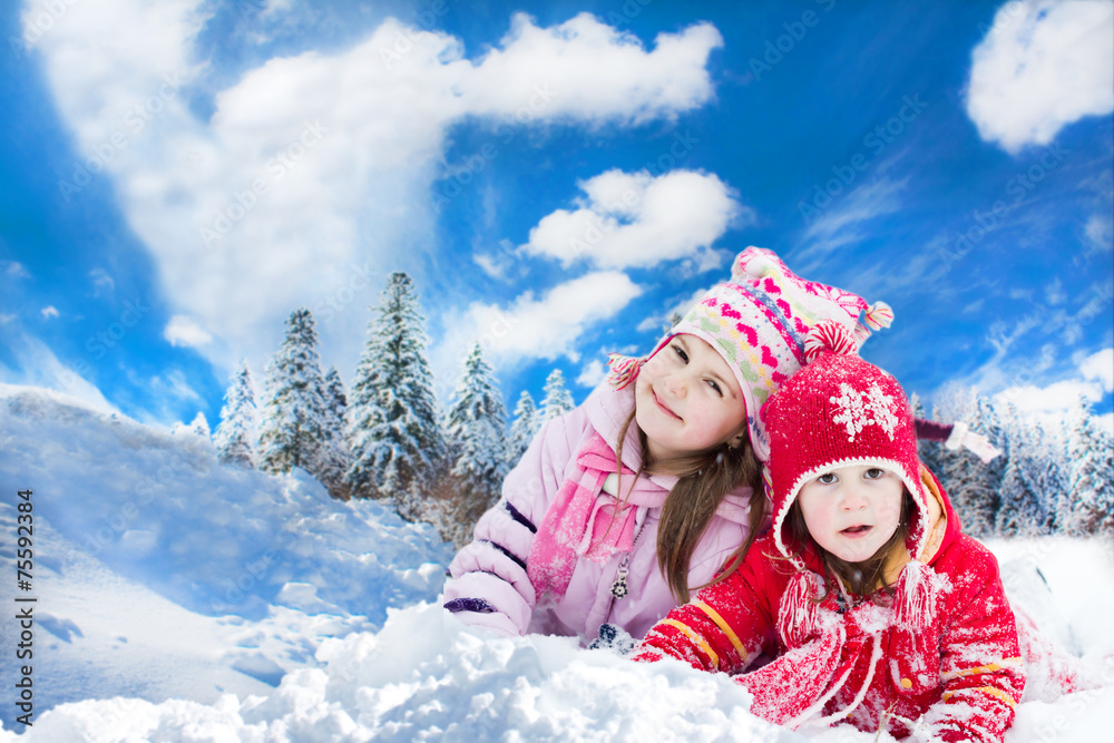 Children playing in snow Children playing in snow
