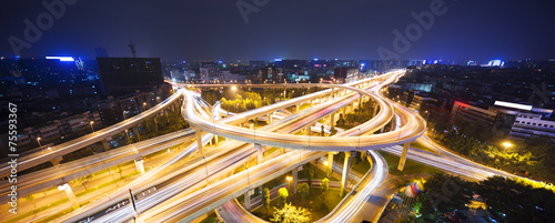 Fotografie skyline and traffic,flyover in modern city.