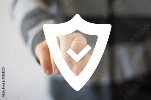 Button shield security virus icon business web sign