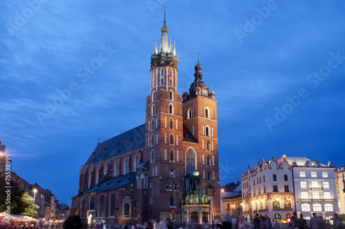 St Mary's Basilica in Krakow at Night