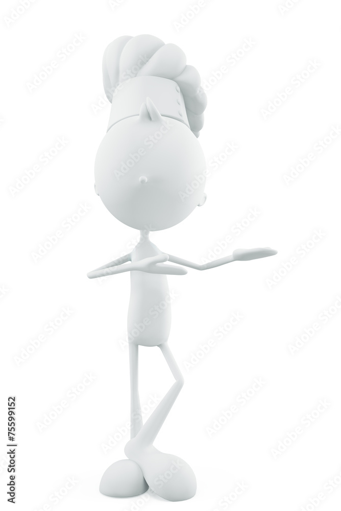 White chef character with presentation pose