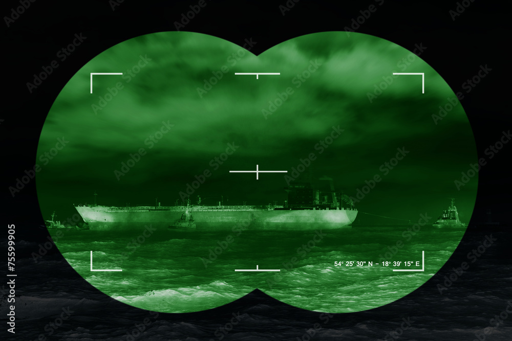 Sea freight and contemporary threat of terrorism - Concept Photo