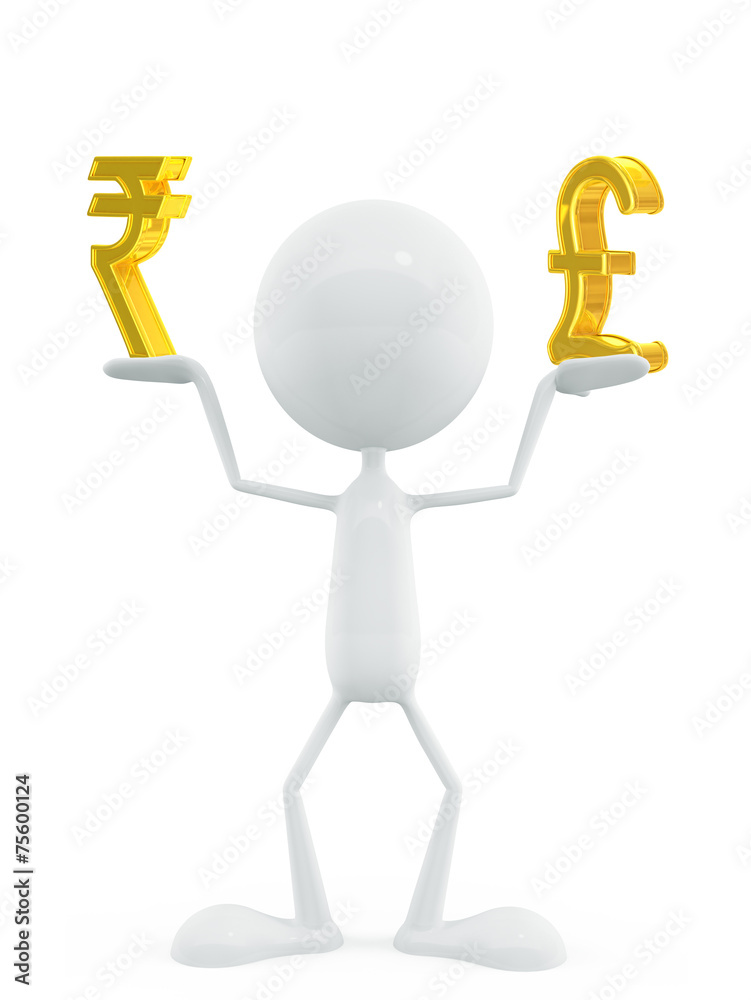 White character with rupee and pound sign White character with rupee and pound sign