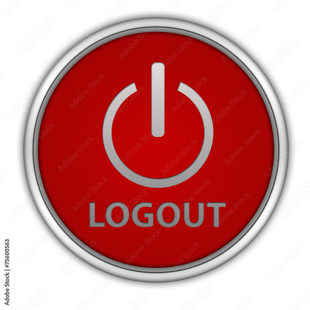 Logout circular icon on white background