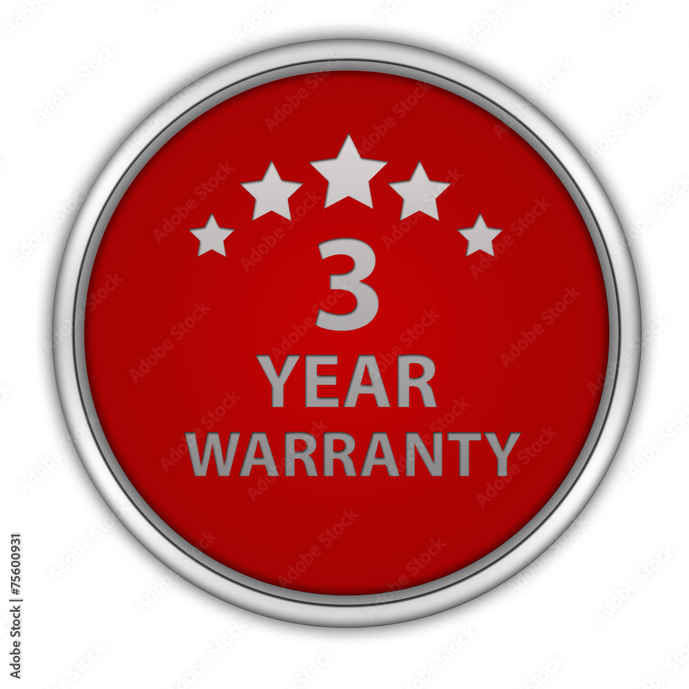 Three year warranty circular icon on white background Three year warranty circular icon on white background