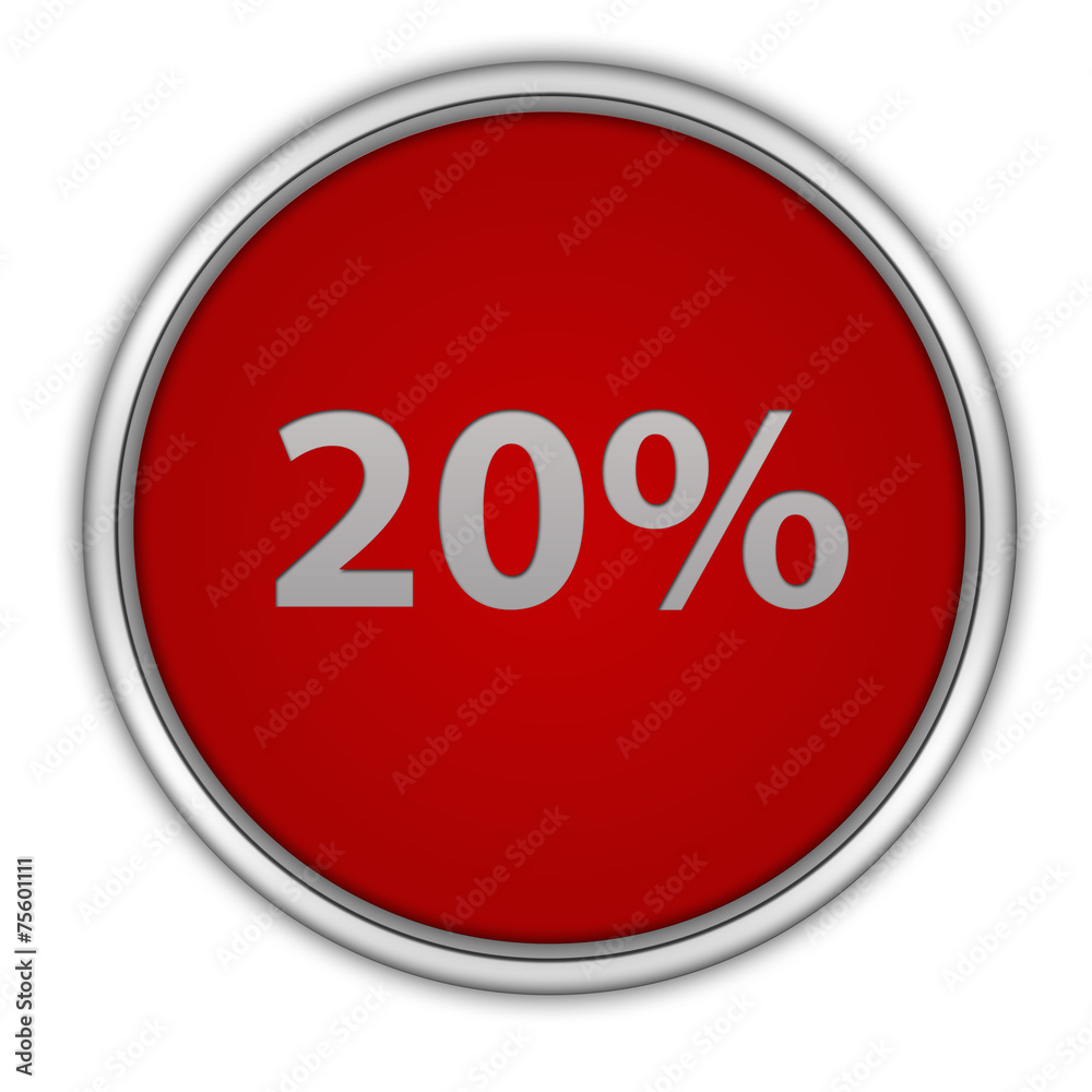 Twenty percent circular icon on white background Twenty percent circular icon on white background