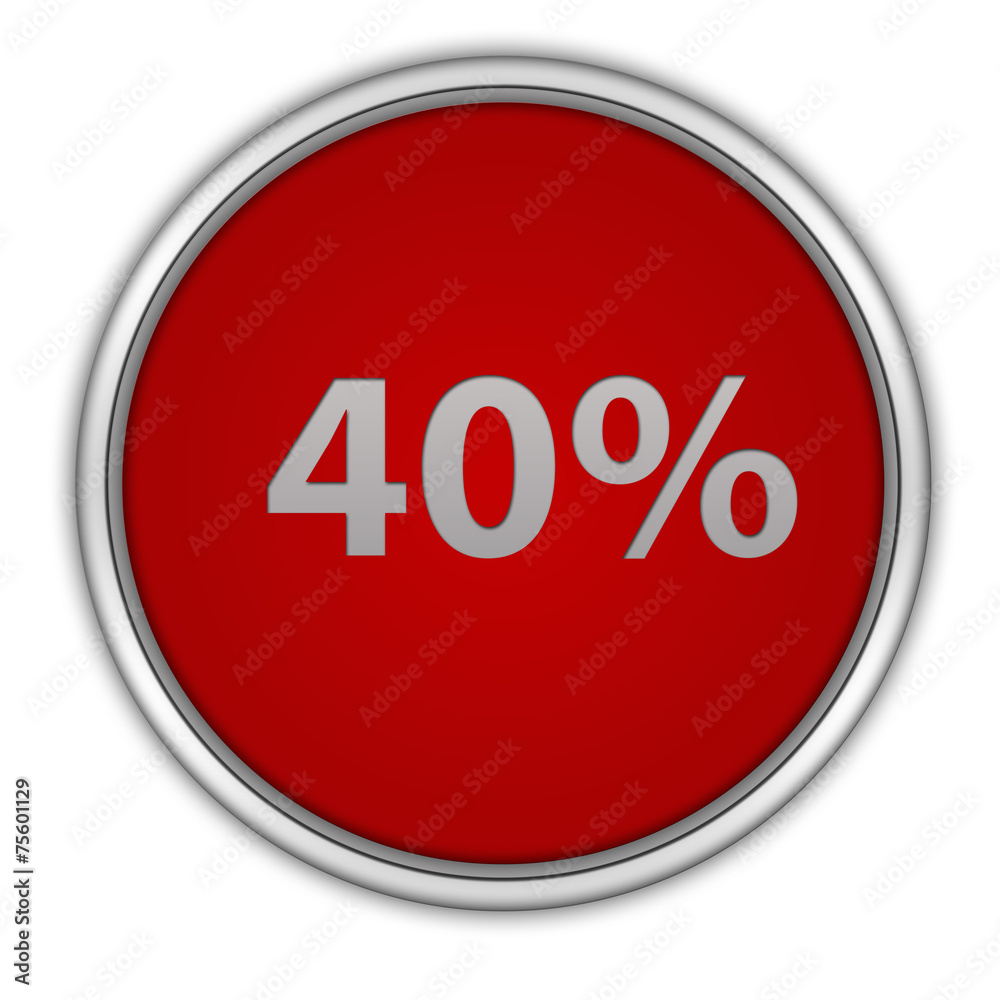 Fourty percent circular icon on white background Fourty percent circular icon on white background