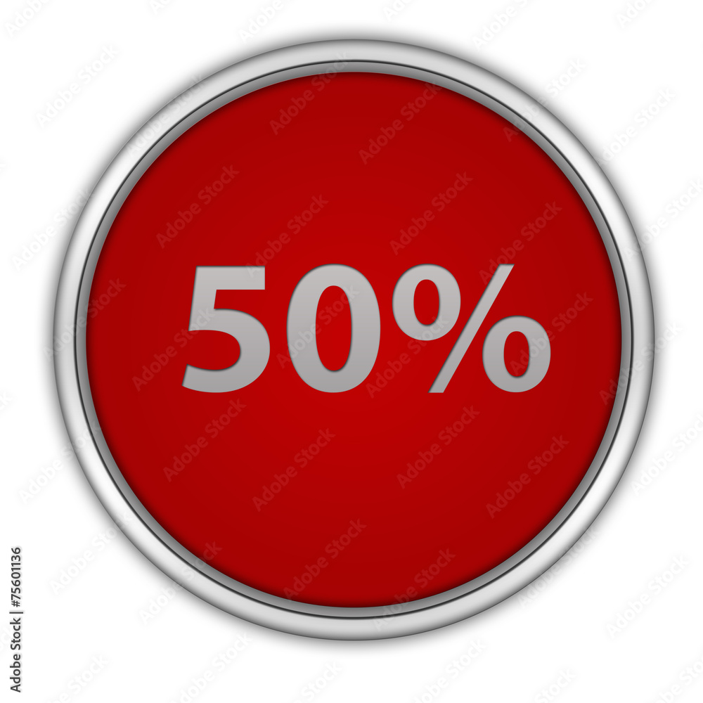 Fivety percent circular icon on white background Fivety percent circular icon on white background