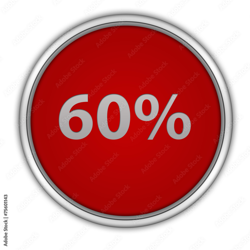 Sixty percent circular icon on white background Sixty percent circular icon on white background