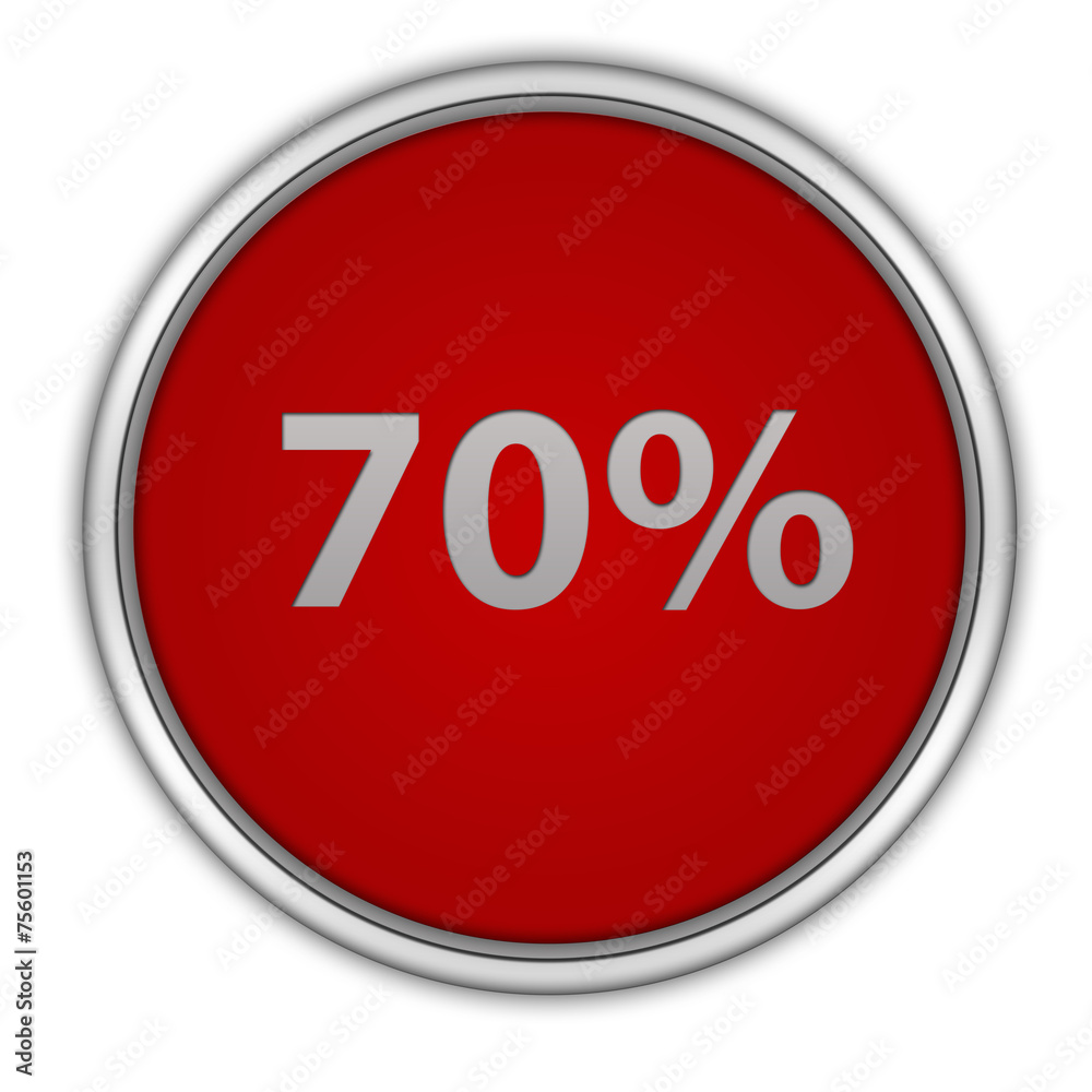 Seventy percent circular icon on white background Seventy percent circular icon on white background