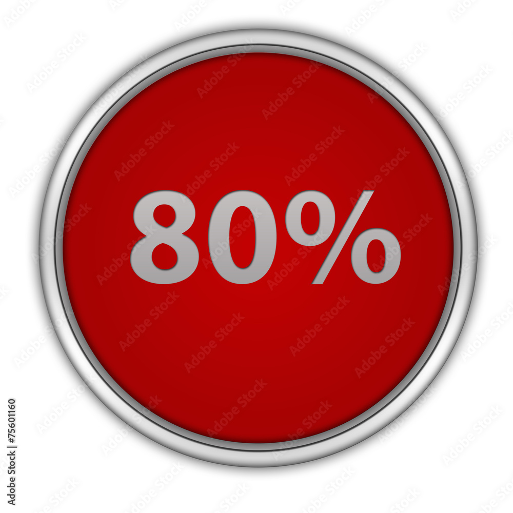 Eighty percent circular icon on white background Eighty percent circular icon on white background