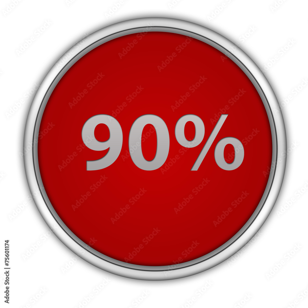 Ninety percent circular icon on white background Ninety percent circular icon on white background