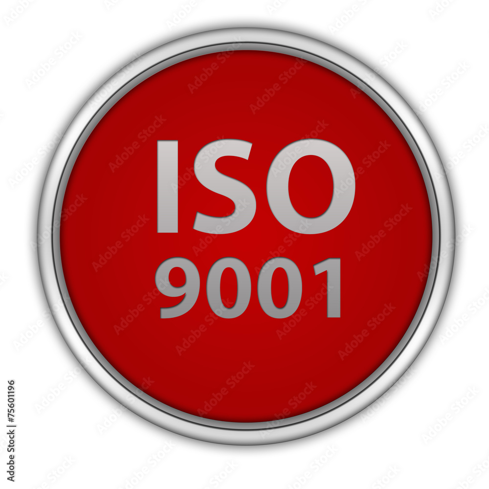 Iso 9001 circular icon on white background Iso 9001 circular icon on white background