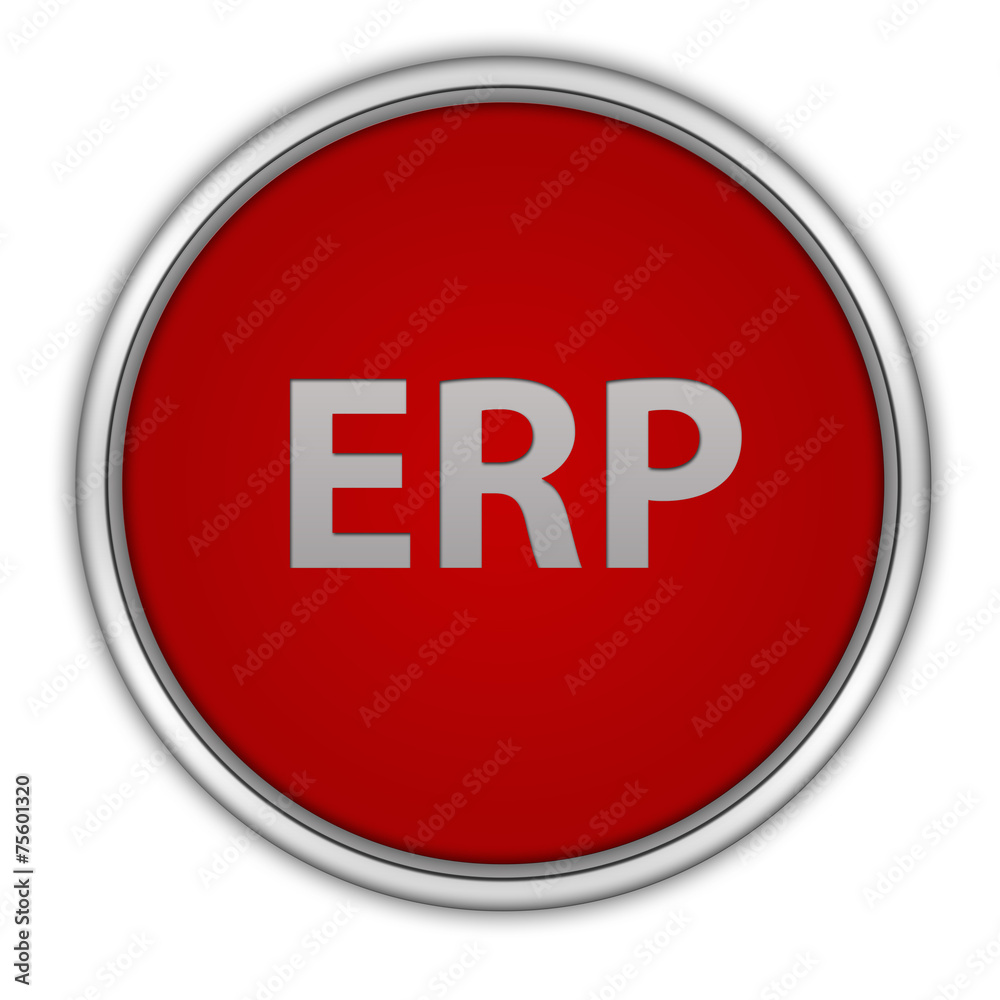 ERP circular icon on white background ERP circular icon on white background