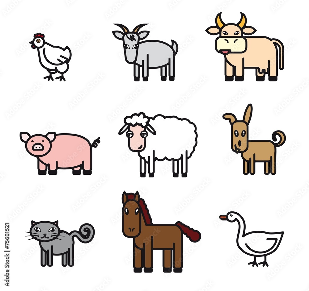 Fototapeta premium farm animals icons